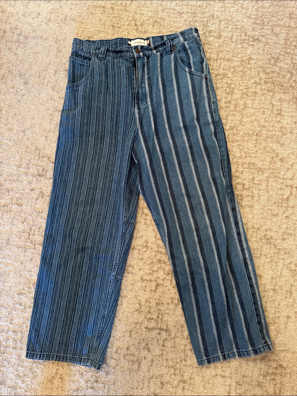 Men's Straight Fit Two-Tone Stripe Jeans - Blue